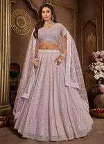 Net Lavender Bridal Wear Embroidery Work Readymade Lehenga Choli